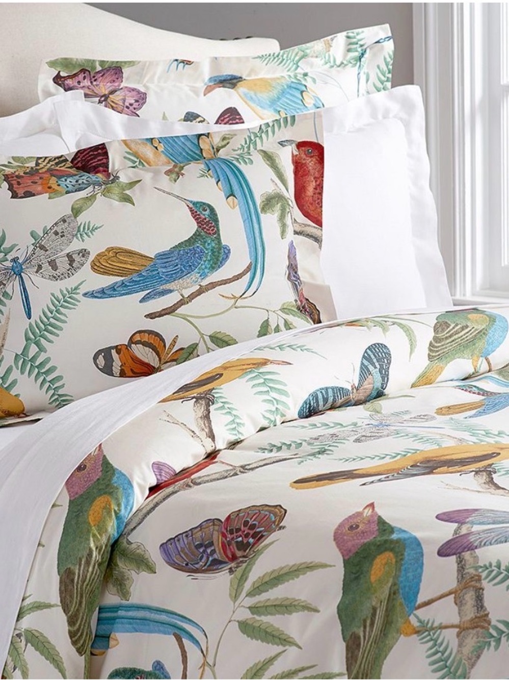 Pottery Barn Fauna Bird Percale Duvet King Size With 1 Euro Sham